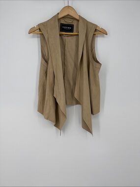 Ever New Draped Open-Front Vest in Taupe Size 8